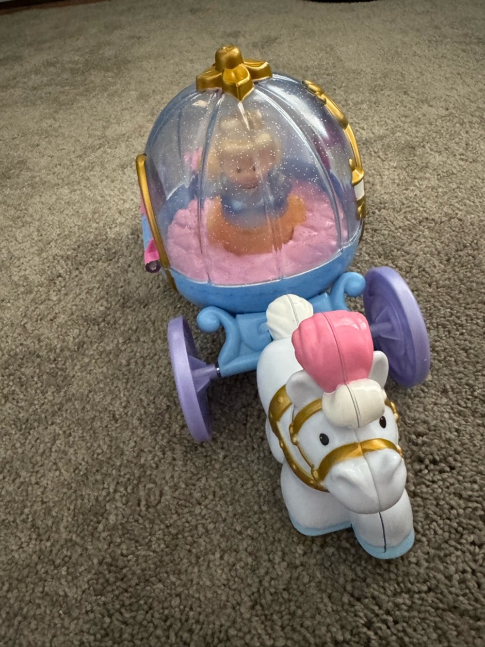 Fisher-Price Sparkle Princess Carriage with White Horse - Pink, Blue & Purple